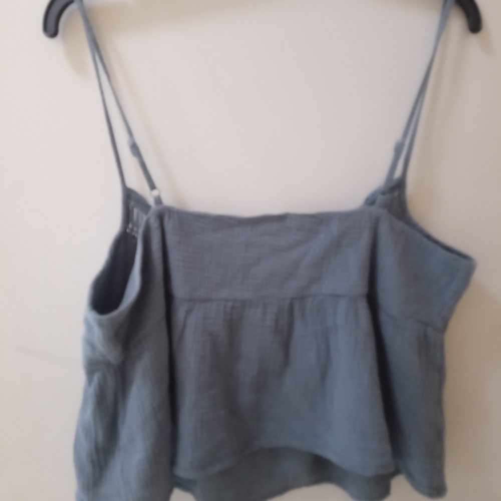 Joe Fresh 100% Cotton Women's Blue Camisole Top Adjustable Strap Women's Size XL - Picture 5 of 9